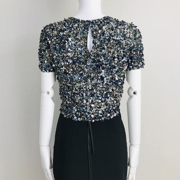 HAUTE HIPPIE mosaic sequin pailettes embellished - Picture 2 of 8